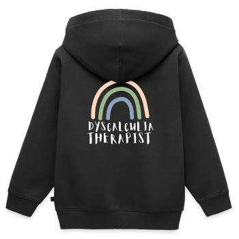 SPED Neurodiversité Dyscalculie - Sweat Premium à capuche zippé enfant bio - noir - Dos - AI Model Kid Male (0cm)