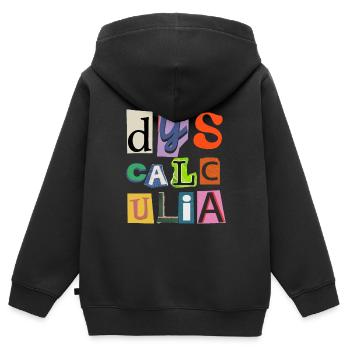 SPED Neurodiversité Dyscalculie - Sweat Premium à capuche zippé enfant bio - noir - Dos - AI Model Kid Male (0cm)
