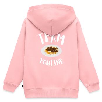 Cheese Curds Gravy Mix Canada Poutine - Sweat Premium à capuche zippé enfant bio - rose - Dos - AI Model Kid Female (0cm)
