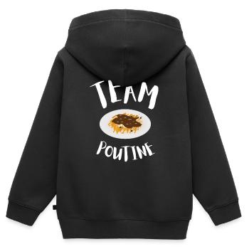 Cheese Curds Gravy Mix Canada Poutine - Sweat Premium à capuche zippé enfant bio - noir - Dos - AI Model Kid Male (0cm)