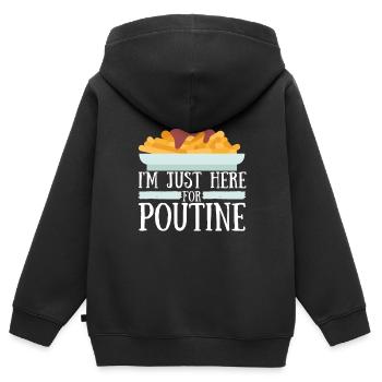 Cheese Curds Gravy Mix Canada Poutine - Sweat Premium à capuche zippé enfant bio - noir - Dos - AI Model Kid Male (0cm)