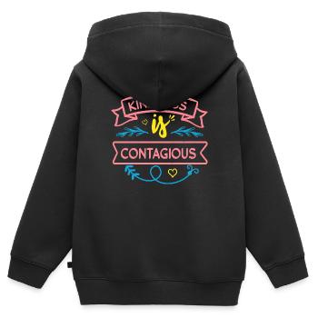 FREUNDLICHKEIT, WENN ANSTECKEND - Kinder Premium Organic Zip Hoodie - Schwarz - Hinten - AI Model Kid Male (0cm)