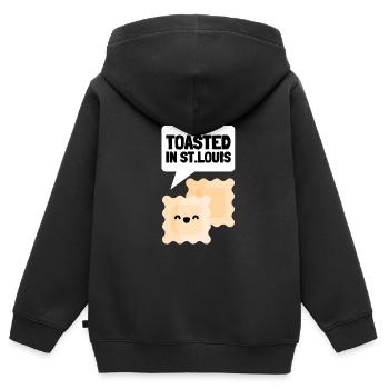 Raviolis grillés à St. Louis - Sweat Premium à capuche zippé enfant bio - noir - Dos - AI Model Kid Male (0cm)