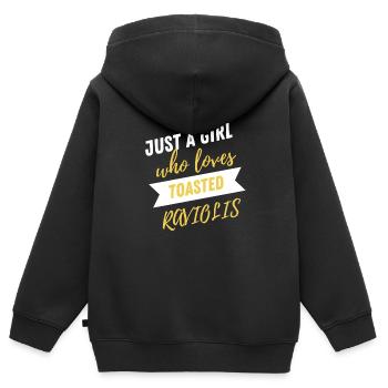 Raviolis grillés à St. Louis - Sweat Premium à capuche zippé enfant bio - noir - Dos - AI Model Kid Male (0cm)