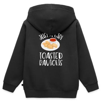 Raviolis grillés à St. Louis - Sweat Premium à capuche zippé enfant bio - noir - Dos - AI Model Kid Male (0cm)