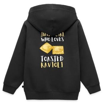 Raviolis grillés à St. Louis - Sweat Premium à capuche zippé enfant bio - noir - Dos - AI Model Kid Male (0cm)