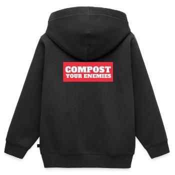 Compostez vos ennemis - Sweat Premium à capuche zippé enfant bio - noir - Dos - AI Model Kid Male (0cm)