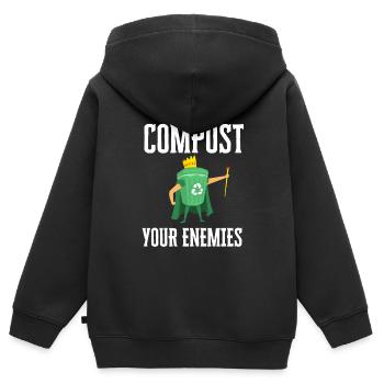 Compostez vos ennemis - Sweat Premium à capuche zippé enfant bio - noir - Dos - AI Model Kid Male (0cm)