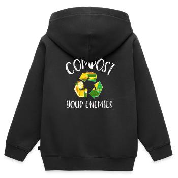Compostez vos ennemis - Sweat Premium à capuche zippé enfant bio - noir - Dos - AI Model Kid Male (0cm)
