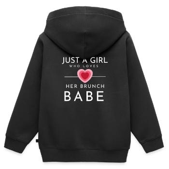 Babes Who Brunch Squat - Sweat Premium à capuche zippé enfant bio - noir - Dos - AI Model Kid Male (0cm)