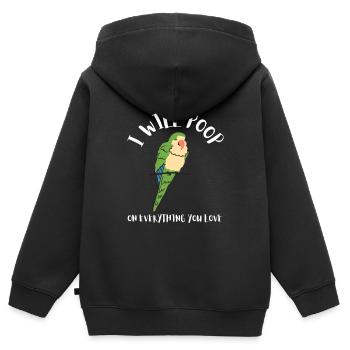 Blue Quaker Parrot Mom - Kinder Premium Organic Zip Hoodie - Schwarz - Hinten - AI Model Kid Male (0cm)