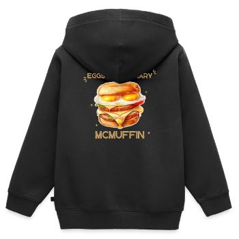 Eggstraordinary McMuffin - Sweat Premium à capuche zippé enfant bio - noir - Dos - AI Model Kid Male (0cm)