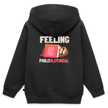 Philosophical Debate Feeling Philoslothical - Kids Premium Organic Zip-up Hoodie - black - Back - AI Model Kid Male (0cm)