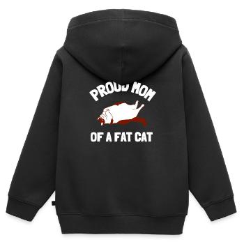 Obésité du gros chat - Sweat Premium à capuche zippé enfant bio - noir - Dos - AI Model Kid Male (0cm)