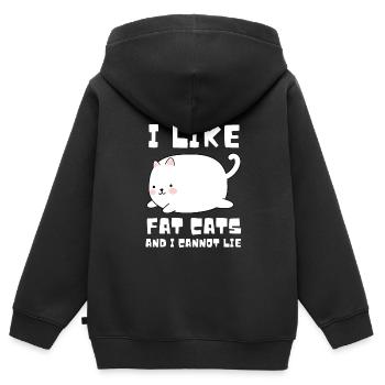 Obésité du gros chat - Sweat Premium à capuche zippé enfant bio - noir - Dos - AI Model Kid Male (0cm)