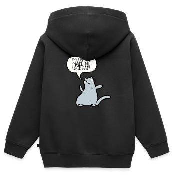 Fat Cat Obesity - Kinder Premium Organic Zip Hoodie - Schwarz - Hinten - AI Model Kid Male (0cm)