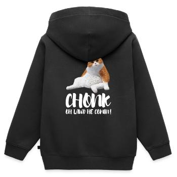 Obésité du gros chat - Sweat Premium à capuche zippé enfant bio - noir - Dos - AI Model Kid Male (0cm)