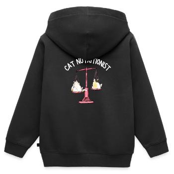 Obésité du gros chat - Sweat Premium à capuche zippé enfant bio - noir - Dos - AI Model Kid Male (0cm)