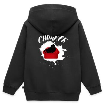 Chonk Cat Obésité - Sweat Premium à capuche zippé enfant bio - noir - Dos - AI Model Kid Male (0cm)