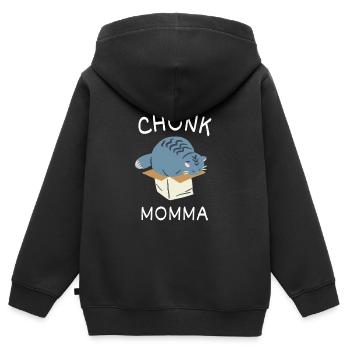 Chonk Cat Obésité - Sweat Premium à capuche zippé enfant bio - noir - Dos - AI Model Kid Male (0cm)
