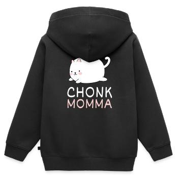 Chonk Cat Obésité - Sweat Premium à capuche zippé enfant bio - noir - Dos - AI Model Kid Male (0cm)