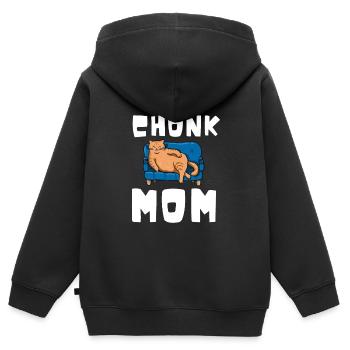 Chonk Cat Obésité - Sweat Premium à capuche zippé enfant bio - noir - Dos - AI Model Kid Male (0cm)