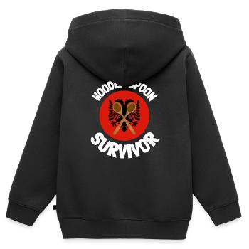 J’ai survécu à la cuillère de bois - Parenting - Sweat Premium à capuche zippé enfant bio - noir - Dos - AI Model Kid Male (0cm)