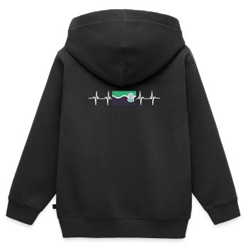 Royaume-Uni South Yorkshire Flag - Sweat Premium à capuche zippé enfant bio - noir - Dos - AI Model Kid Male (0cm)