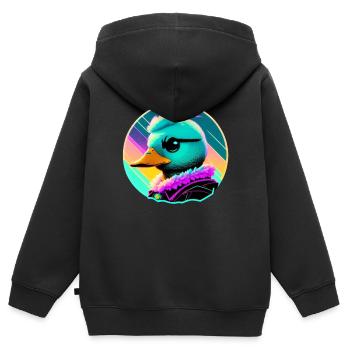 Cyber Duck coloré - Sweat Premium à capuche zippé enfant bio - noir - Dos - AI Model Kid Male (0cm)