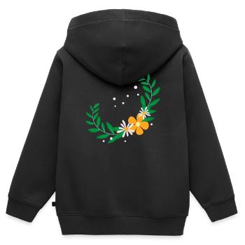 Flower Blume Pflanze - Kinder Premium Organic Zip Hoodie - Schwarz - Hinten - AI Model Kid Male (0cm)