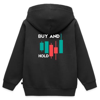 Investment Strategy Buy And Hold - Kinder Premium Organic Zip Hoodie - Schwarz - Hinten - AI Model Kid Male (0cm)