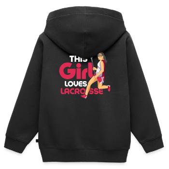 This Girl Loves Lacrosse Lacrosse Player Woman - Kinder Premium Organic Zip Hoodie - Schwarz - Hinten - AI Model Kid Male (0cm)