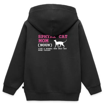 Sphynx Maman Chat Sans Poils Propriétaire de Chat - Sweat Premium à capuche zippé enfant bio - noir - Dos - AI Model Kid Male (0cm)