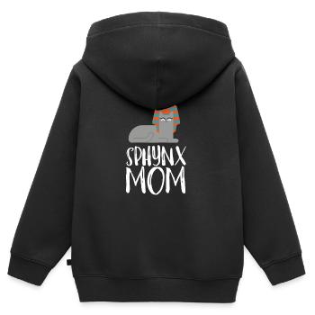 Sphynx Maman Chat Sans Poils Propriétaire de Chat - Sweat Premium à capuche zippé enfant bio - noir - Dos - AI Model Kid Male (0cm)