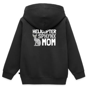 Sphynx Maman Chat Sans Poils Propriétaire de Chat - Sweat Premium à capuche zippé enfant bio - noir - Dos - AI Model Kid Male (0cm)