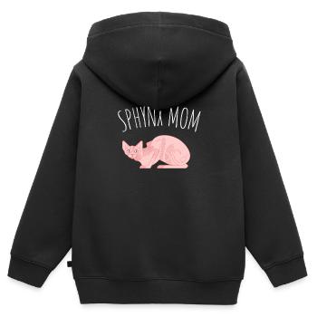 Sphynx Maman Chat Sans Poils Propriétaire de Chat - Sweat Premium à capuche zippé enfant bio - noir - Dos - AI Model Kid Male (0cm)