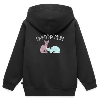 Sphynx Maman Chat Sans Poils Propriétaire de Chat - Sweat Premium à capuche zippé enfant bio - noir - Dos - AI Model Kid Male (0cm)