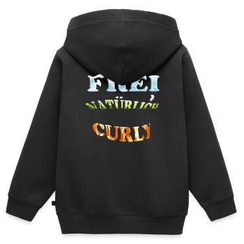 Frei Natürlich Curly - Kinder Premium Organic Zip Hoodie - Schwarz - Hinten - AI Model Kid Male (0cm)