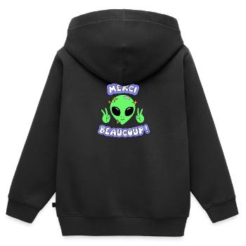 Oui Oui Merci - Kids Premium Organic Zip-up Hoodie - black - Back - AI Model Kid Male (0cm)
