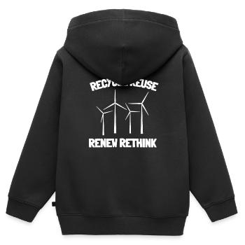 Recycle Reuse Renew Rethink Wind Turbine - Wind - Kinder Premium Organic Zip Hoodie - Schwarz - Hinten - AI Model Kid Male (0cm)