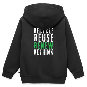 Recycle Reuse Renew Rethink Wind Turbine - Wind - Kinder Premium Organic Zip Hoodie - Schwarz - Hinten - AI Model Kid Male (0cm)