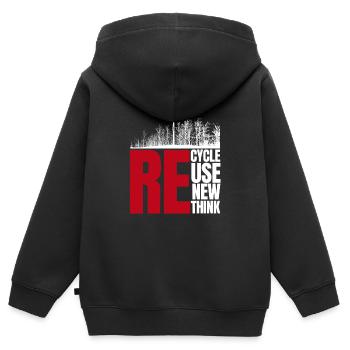 Recycle Reuse Renew Rethink Wind Turbine - Wind - Kinder Premium Organic Zip Hoodie - Schwarz - Hinten - AI Model Kid Male (0cm)