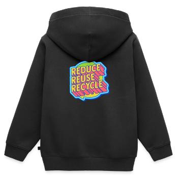 Recycle Reuse Renew Rethink Wind Turbine - Wind - Kinder Premium Organic Zip Hoodie - Schwarz - Hinten - AI Model Kid Male (0cm)