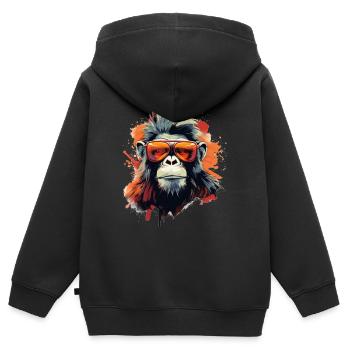 Cooler Party Affe mit Sonnenbrille - Kinder Premium Organic Zip Hoodie - Schwarz - Hinten - AI Model Kid Male (0cm)