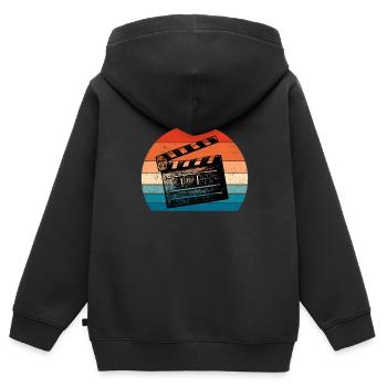 Vintage Film Clapper Director Musical Actor - Kinder Premium Organic Zip Hoodie - Schwarz - Hinten - AI Model Kid Male (0cm)
