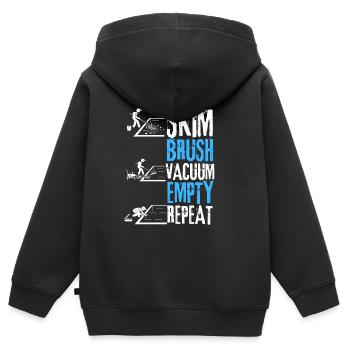 Entretien de piscine et nettoyeur de piscine - Sweat Premium à capuche zippé enfant bio - noir - Dos - AI Model Kid Male (0cm)