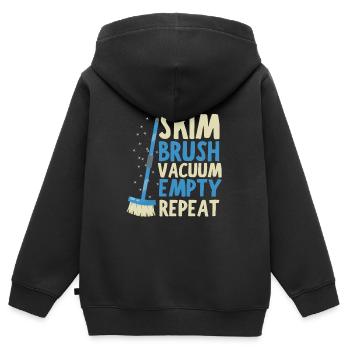 Entretien de piscine et nettoyeur de piscine - Sweat Premium à capuche zippé enfant bio - noir - Dos - AI Model Kid Male (0cm)