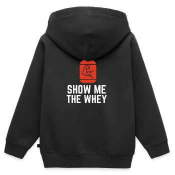 Afficher la poudre de protéine de lactosérum - Sweat Premium à capuche zippé enfant bio - noir - Dos - AI Model Kid Male (0cm)