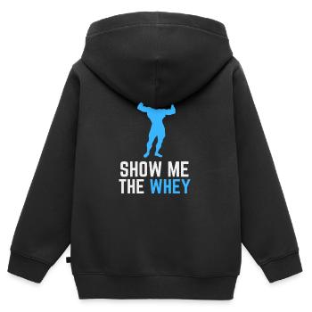Afficher la poudre de protéine de lactosérum - Sweat Premium à capuche zippé enfant bio - noir - Dos - AI Model Kid Male (0cm)