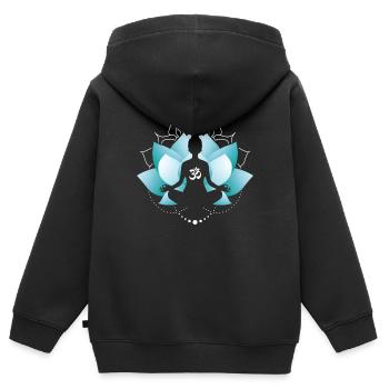 Blue Lotus Blossom - Kids Premium Organic Zip-up Hoodie - black - Back - AI Model Kid Male (0cm)